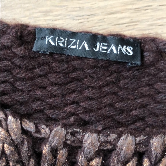 Krizia Jeans brown gold knitted sweater pullover - Picture 4 of 7